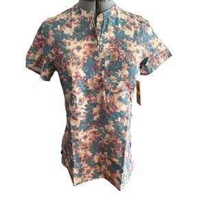 Carhartt Force Cross-Flex Modern Fit Floral Henley Uniform Scrub Top S Regular